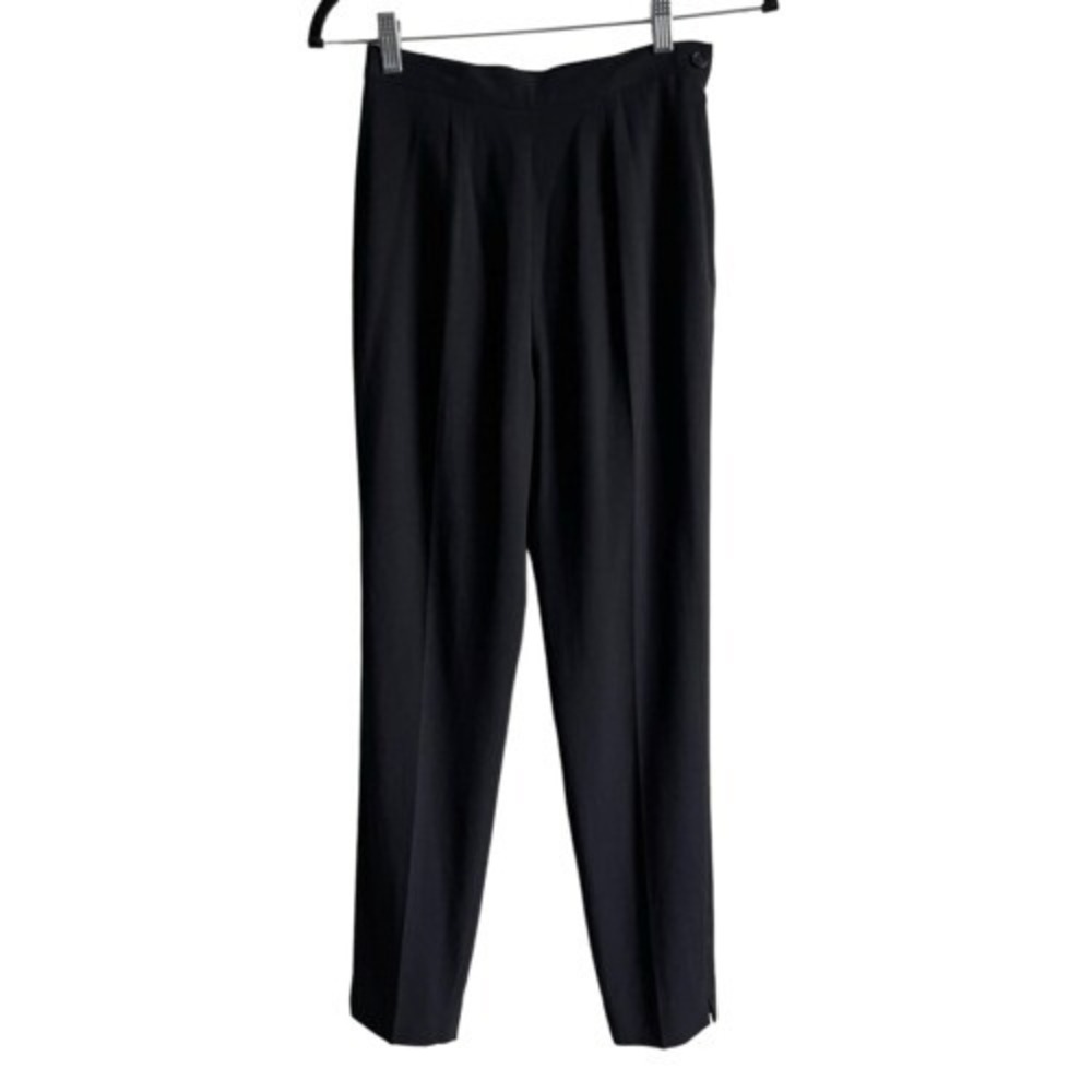 B4 Vintage Cache Black High Waisted Pleated Tapered Dress Pants 4 Made in USA